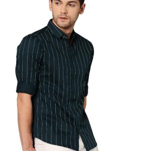 Striped T-Green Slim Fit Cotton Casual Shirt Collections