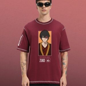 Maroon Printed Oversized T-shirt