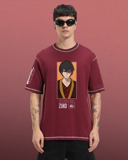 Maroon Printed Oversized T-shirt
