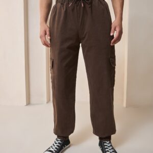 Brown Oversized Cargo Jogger Pants