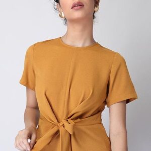 Knotted Wrap Top | mustard wrap top