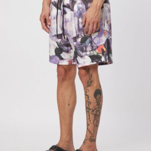 Purple & White Relaxed Fit Shorts