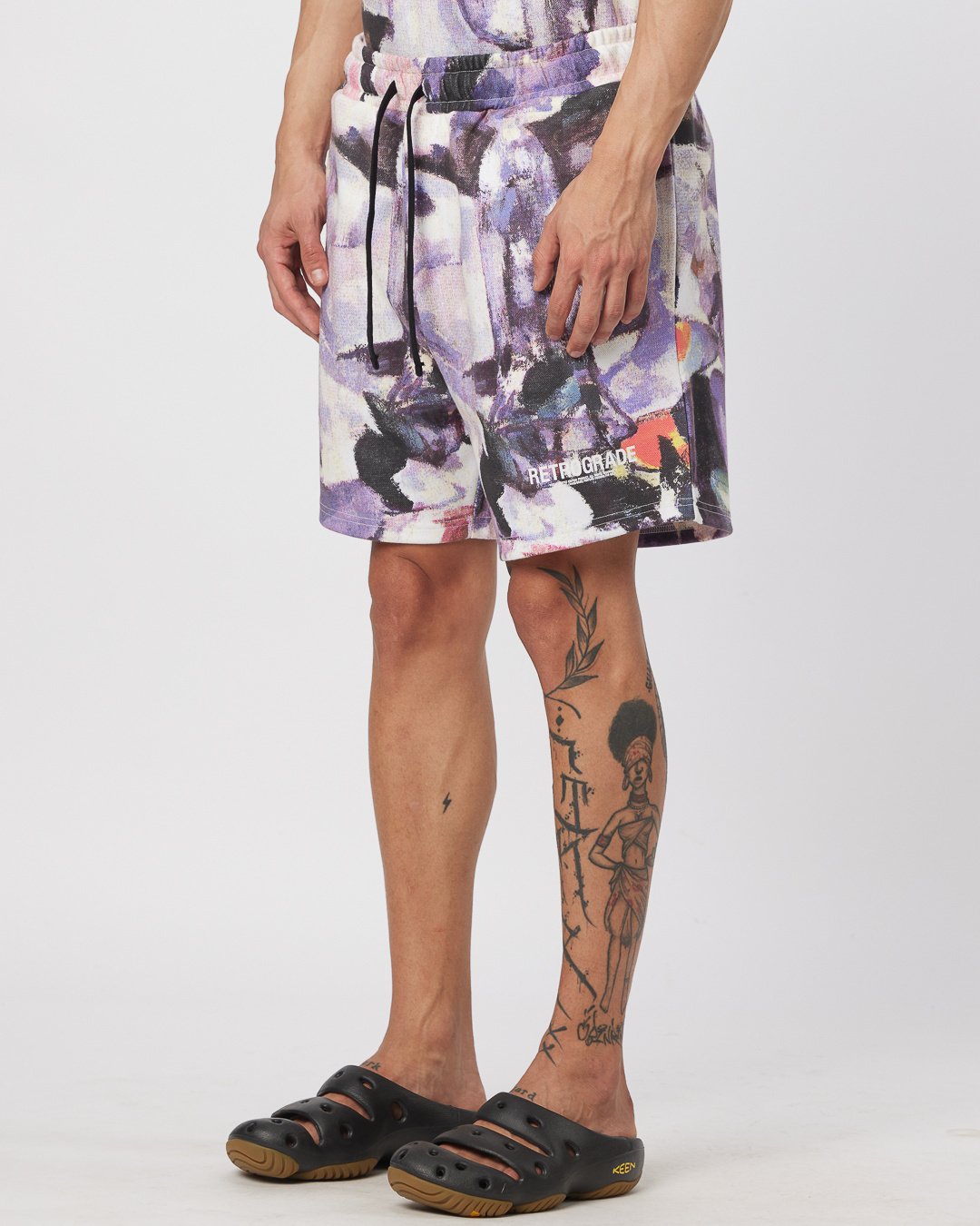 Purple & White Relaxed Fit Shorts