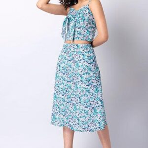 Floral Strappy Crop Top and Midi Skirt Co-ord Set