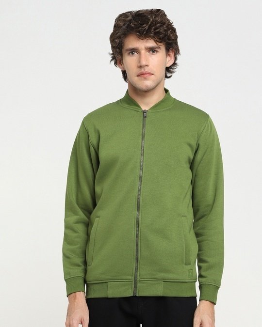 Green Zipper Bomber Jacket