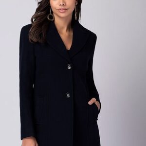 Felt Longline Coat | Navy longline coat in viscose felt