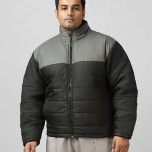 Black & Grey Color Block Oversized Plus Size Jacket