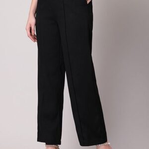 Crepe Straight Pants | Black straight pants