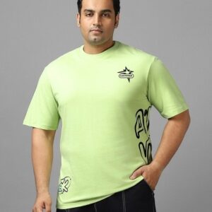 Green Printed Oversized Plus Size T-shirt