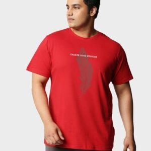 Red Printed Oversized Plus Size T-shirt