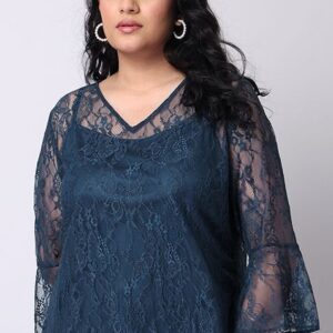 Blue Bell Sleeve Lace Top | blue lace top