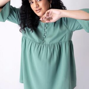 Dull Green Bell Sleeve Top