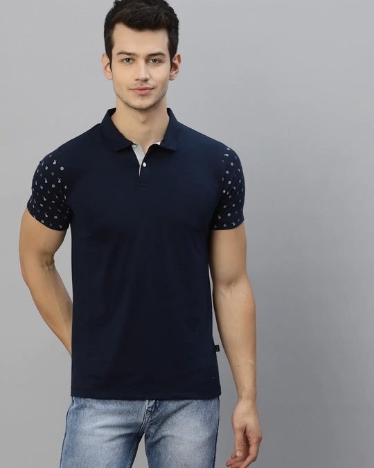 Blue Printed Slim Fit T-shirt, soft, comfy, elegant, and breathable