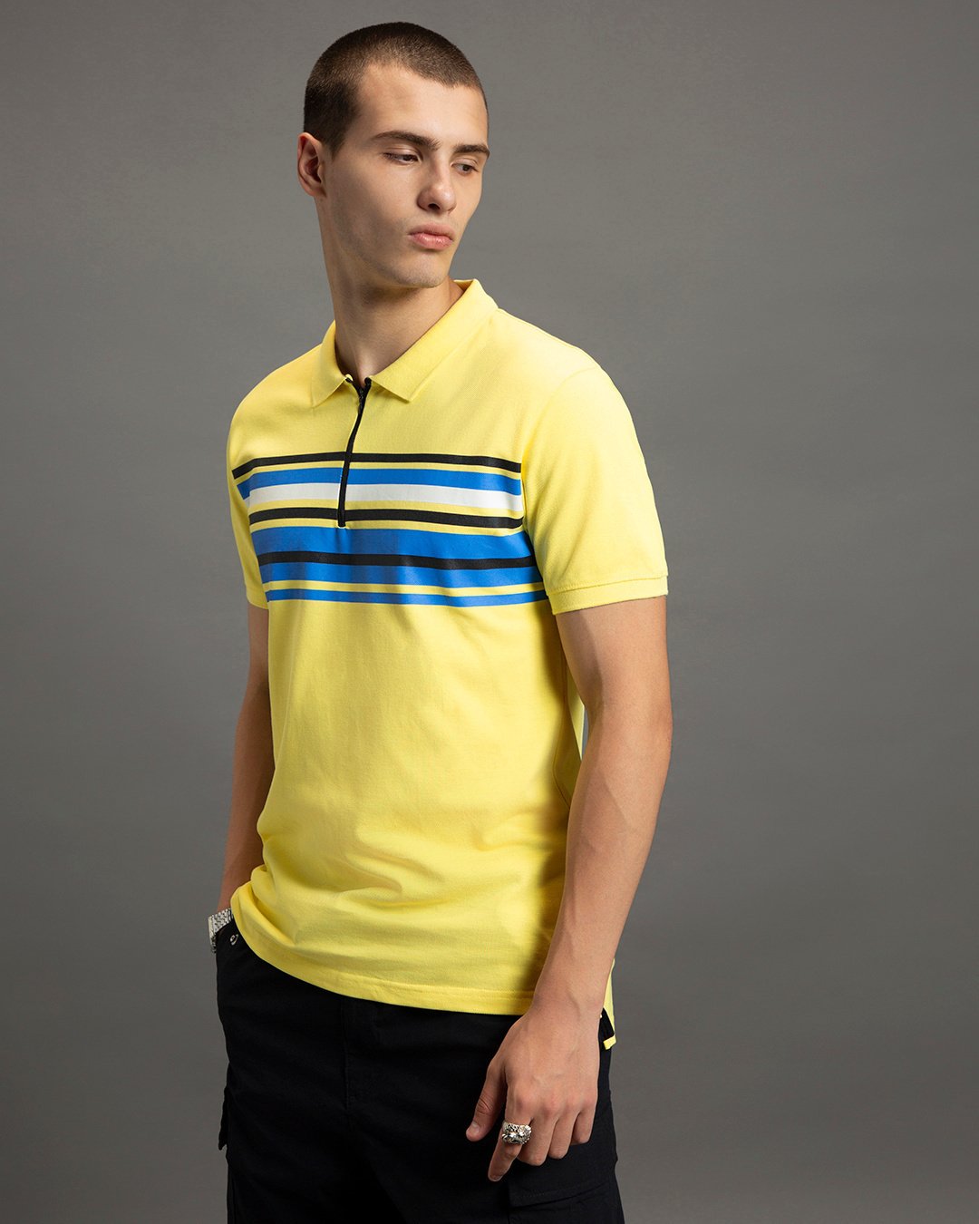Yellow Stripe Polo T-shirt, comfortable and fit