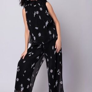 Floral Print Pleated Top And Bottom Set