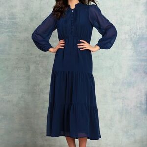 Collared Tiered Maxi Dress | maxi dress in georgette.