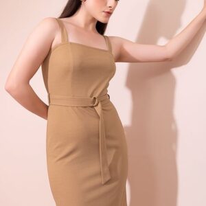 Sleeveless Bodycon Dress With Belt