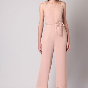 Embellished Neck Jumpsuit With Belt