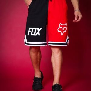 Red & Black Fox Graphic Printed Relaxed Fit Shorts