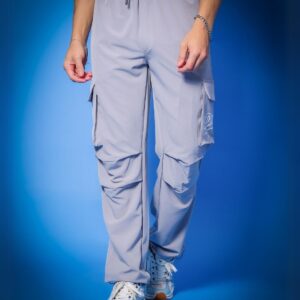 Grey Relaxed Fit Cargo Parachute Pants