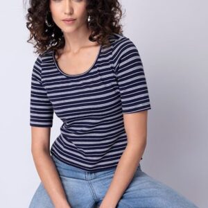 White Striped Knit Top for summer look