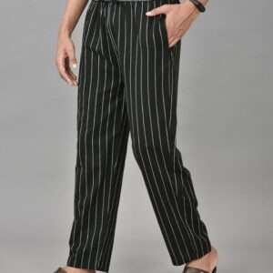 Black Striped Casual Pants