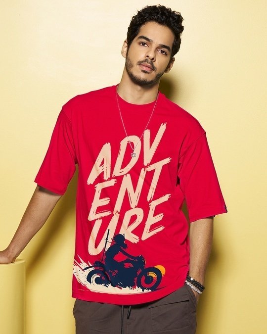 Red Moon Rider Graphic Printed Oversized T-shirt