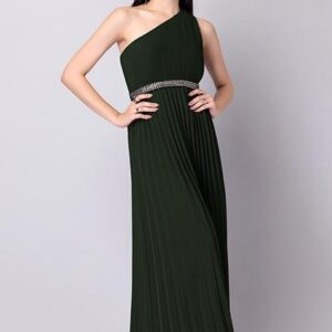 One Shoulder Maxi Dress With Embellished Belt