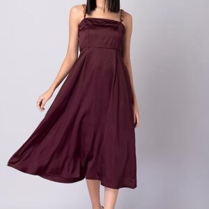 Satin Chain Strap Midi Dress
