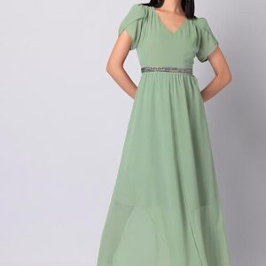 Tulip Sleeve Maxi Dress With Embellished Belt