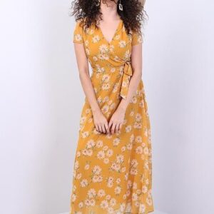 Floral Wrap Self Fabric Dress