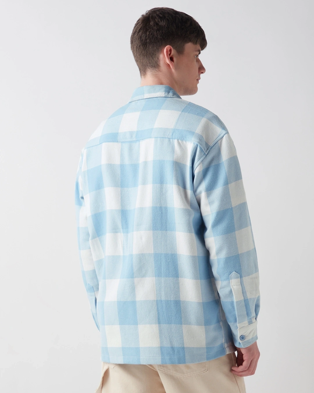 Blue Stay Wild Checked Oversized Shirt - Image 2