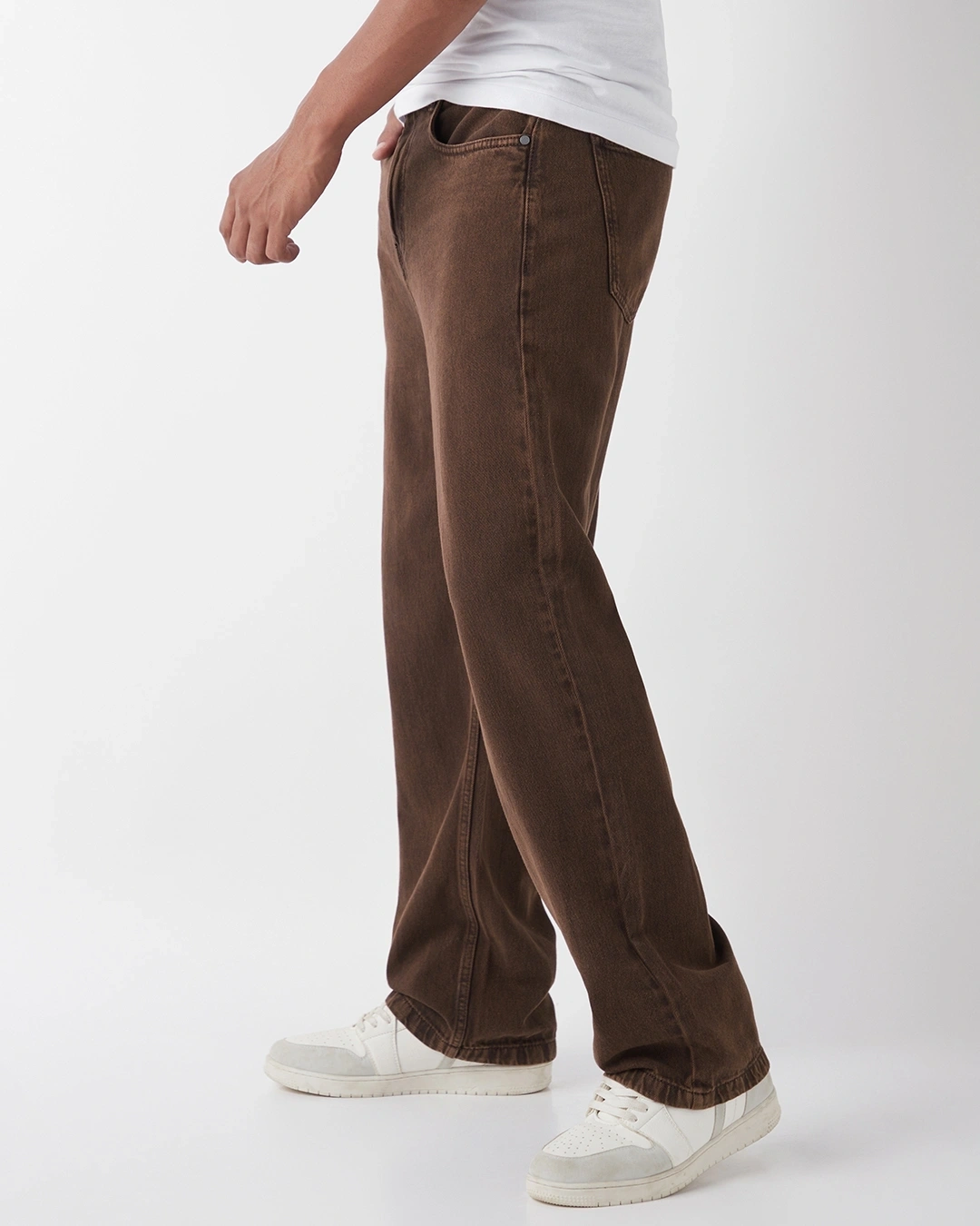 Brown Straight Fit Acid Wash Jeans - Image 2