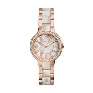 Women Leather Virginia Analog Mother of Pearl Dial Watch