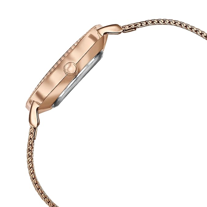 Quartz Analog White Dial Rose Gold Stainless Steel Strap Watch - Image 2