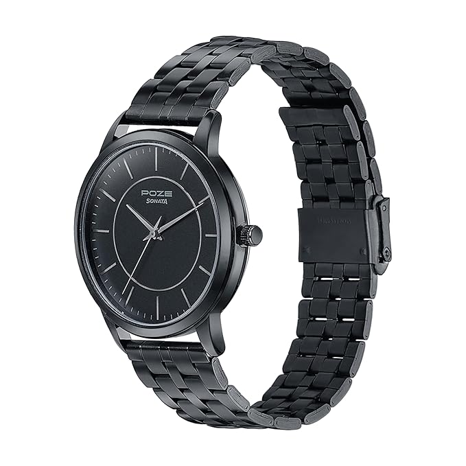 Poze Analog Quartz Black Dial Watch for Men - Image 2