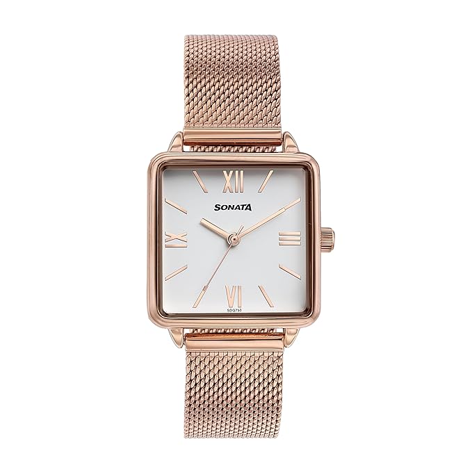 Quartz Analog White Dial Rose Gold Stainless Steel