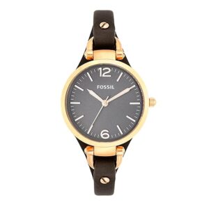 Leather Georgia Analog Grey Dial Women's Watch