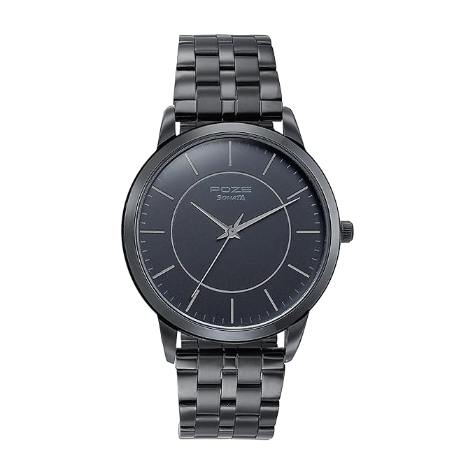 Poze Analog Quartz Black Dial Watch for Men