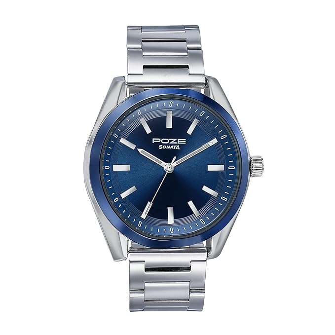 Poze Analog Quartz Blue Dial Watch for Men