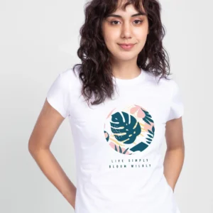 White Bloom Wildly Graphic Printed Slim Fit T-shirt