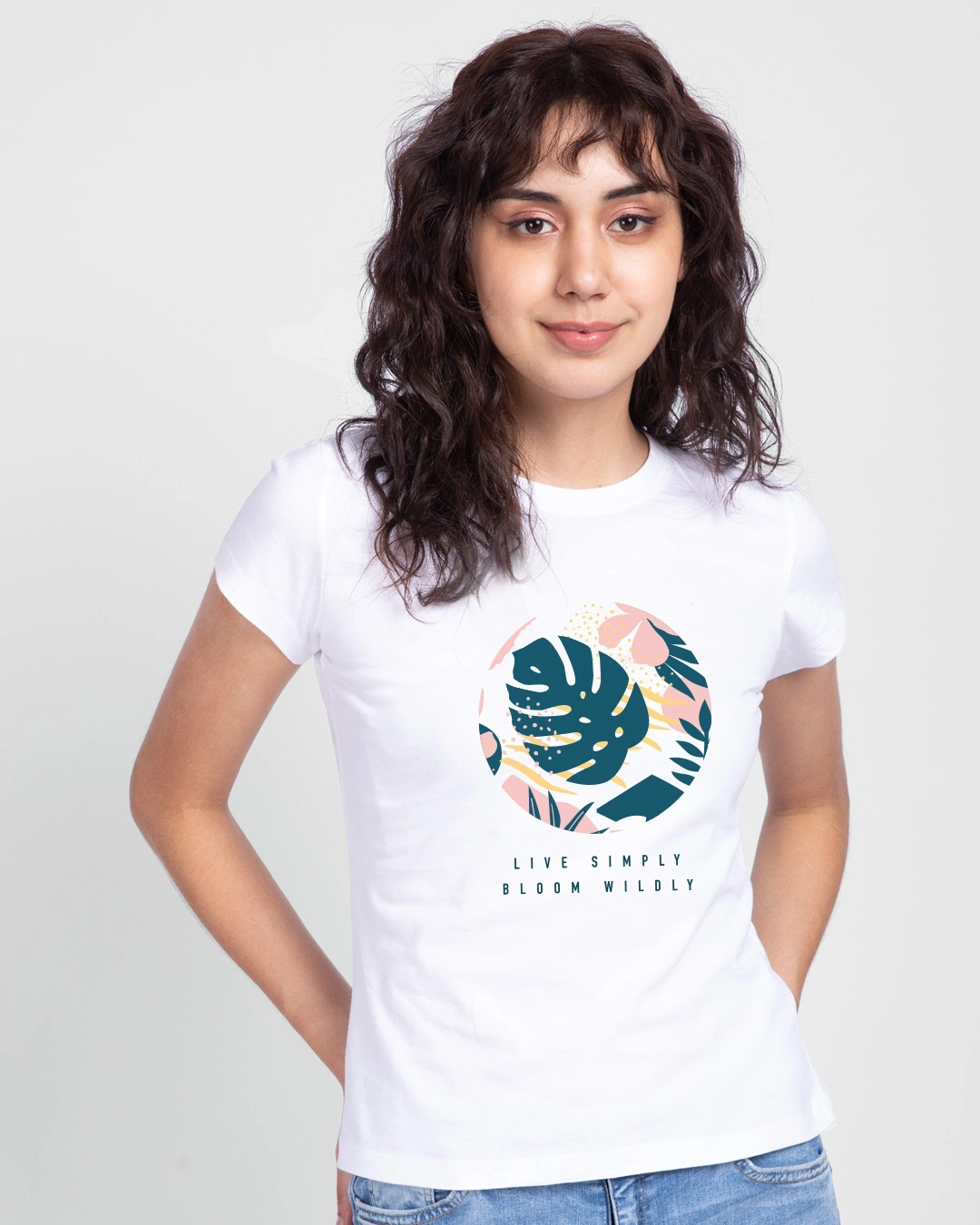 White Bloom Wildly Graphic Printed Slim Fit T-shirt