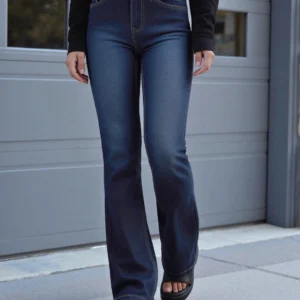 Dark Blue Washed Bootcut Jeans