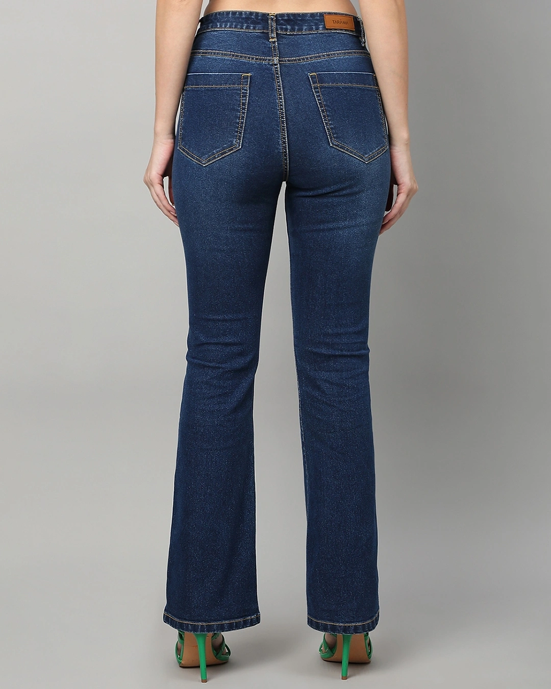 Dark Blue Washed BootCut Jeans - Image 2