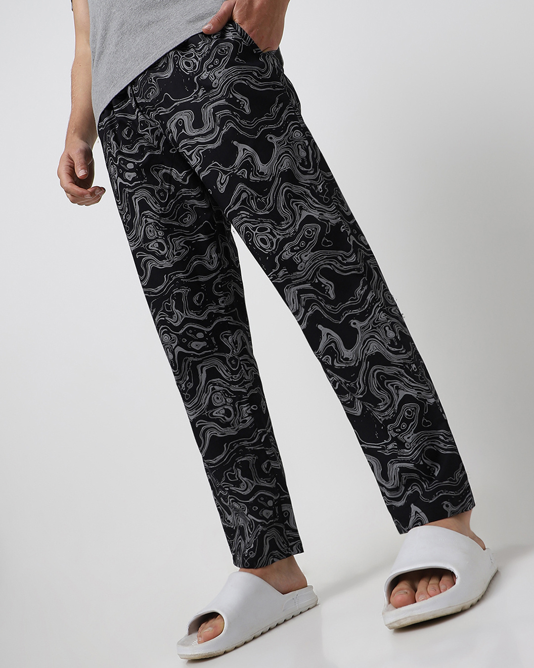 Men's Black All Over Printed Pyjamas Online in India