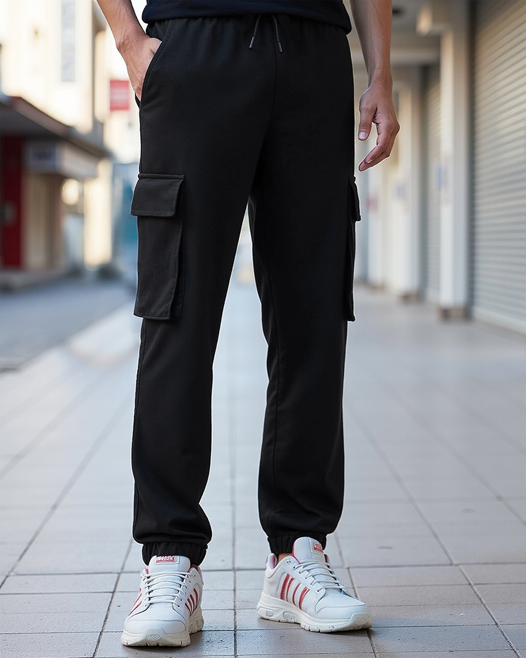 Men's Black Oversized Cargo Joggers Online