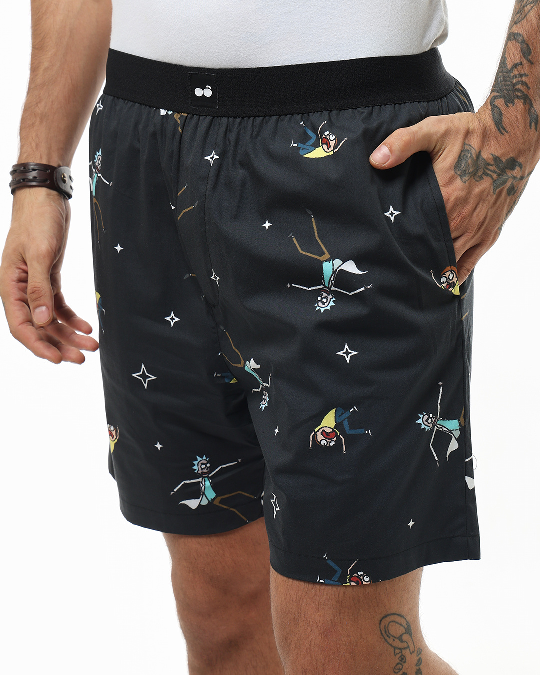 Men's Black Rick & Morty All Over Printed Boxers Online in India