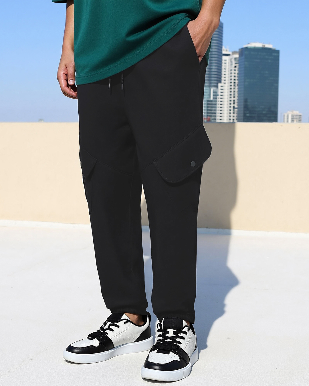 Men's Black Super Loose Fit Cargo Joggers Online