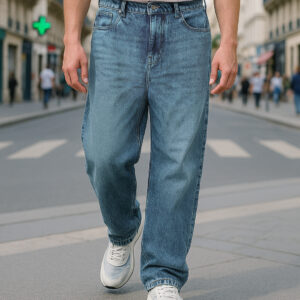 Men's Blue Baggy Fit Mid-Rise Jeans Online