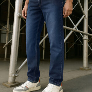 Men's Blue Slim Straight Fit Stretchable Mid-Rise Jeans Online
